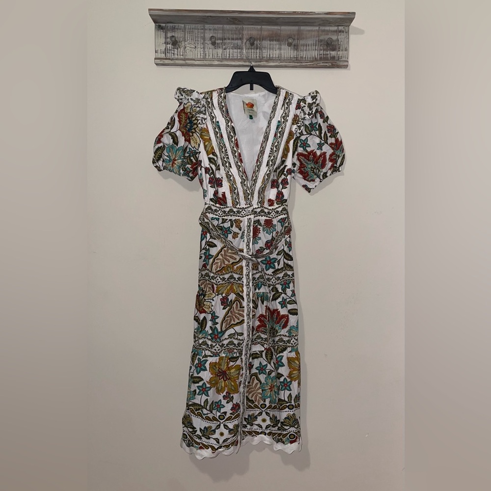 FARM Rio Off White Botanicals Belted Midi Dress - Picture 9 of 12